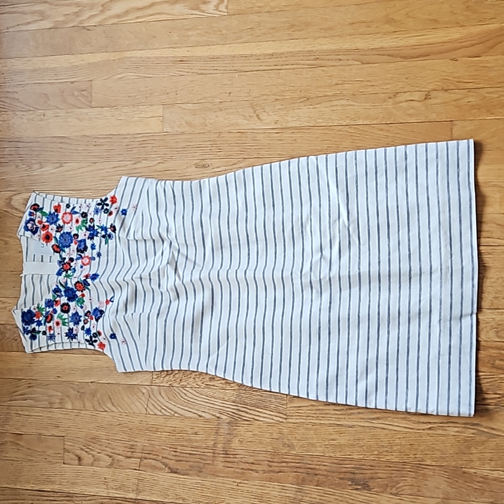 LK Bennett Bea linen striped dress with embroidery 4